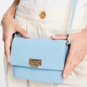 ASOS Powder Blue Croc Crossbody Purse
